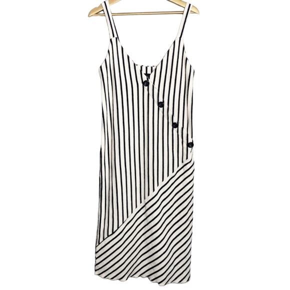 Storia Striped Jumper Midi Dress 100% Cotton Small - Picture 1 of 4